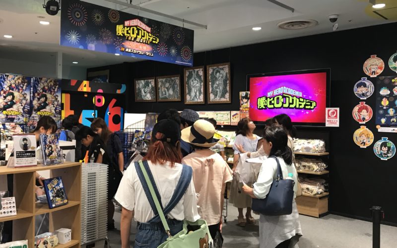 東京ソラマチ4Fのテレビ局公式ショップ ツリービレッジで開催した「僕のヒーローアカデミア in 東京スカイツリータウン」のショップ店内