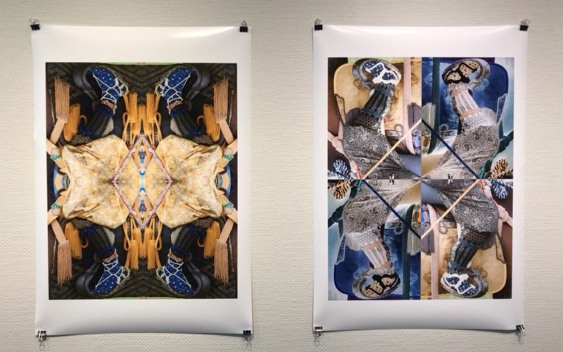 スパイラルガーデンで開催したエバレット・ケネディ・ブラウン Japanese Samurai Fashionに展示していたはかまの足を撮影したカラー写真